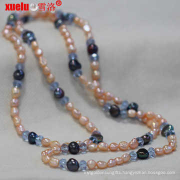 Wholesale Fashion Natural Pink Baroque Pearl Necklace Jewelry with Crystal